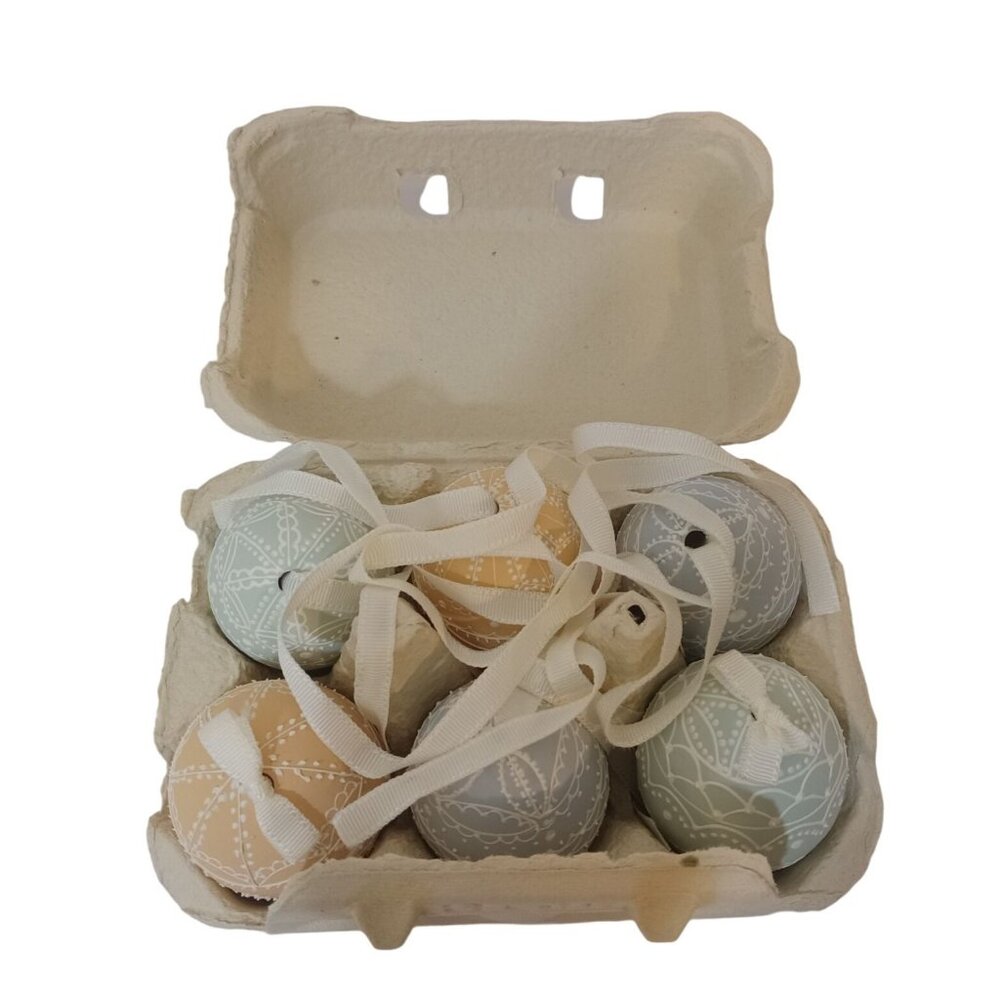 Egg Tree Ornaments Pastel Colors Blue Green Beige In Carton Set Of 6